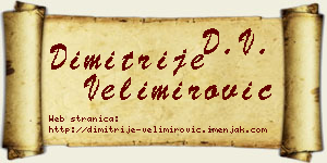 Dimitrije Velimirović vizit kartica